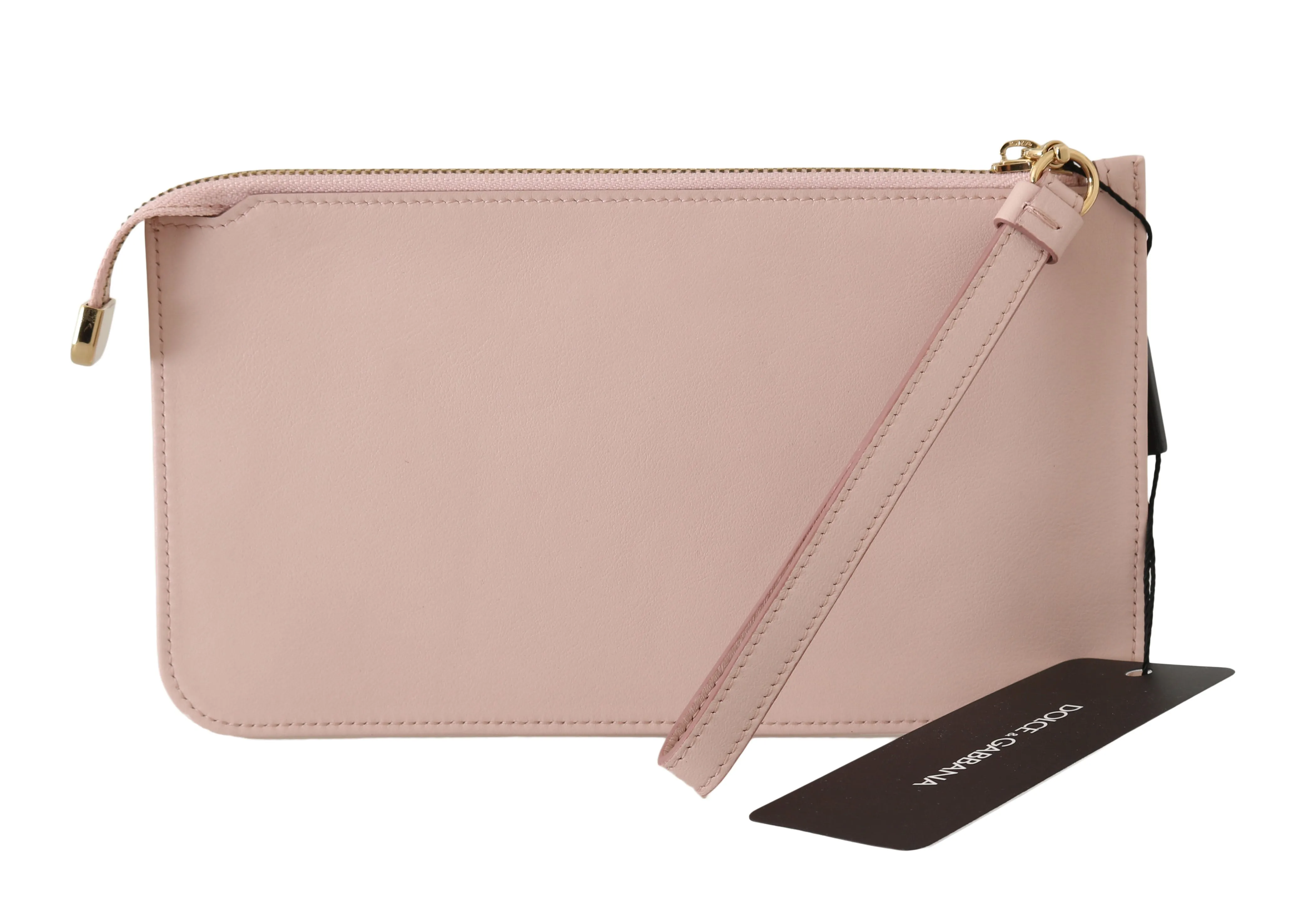 Pink Leather Zipper Wristlet Toiletry Clutch Wallet