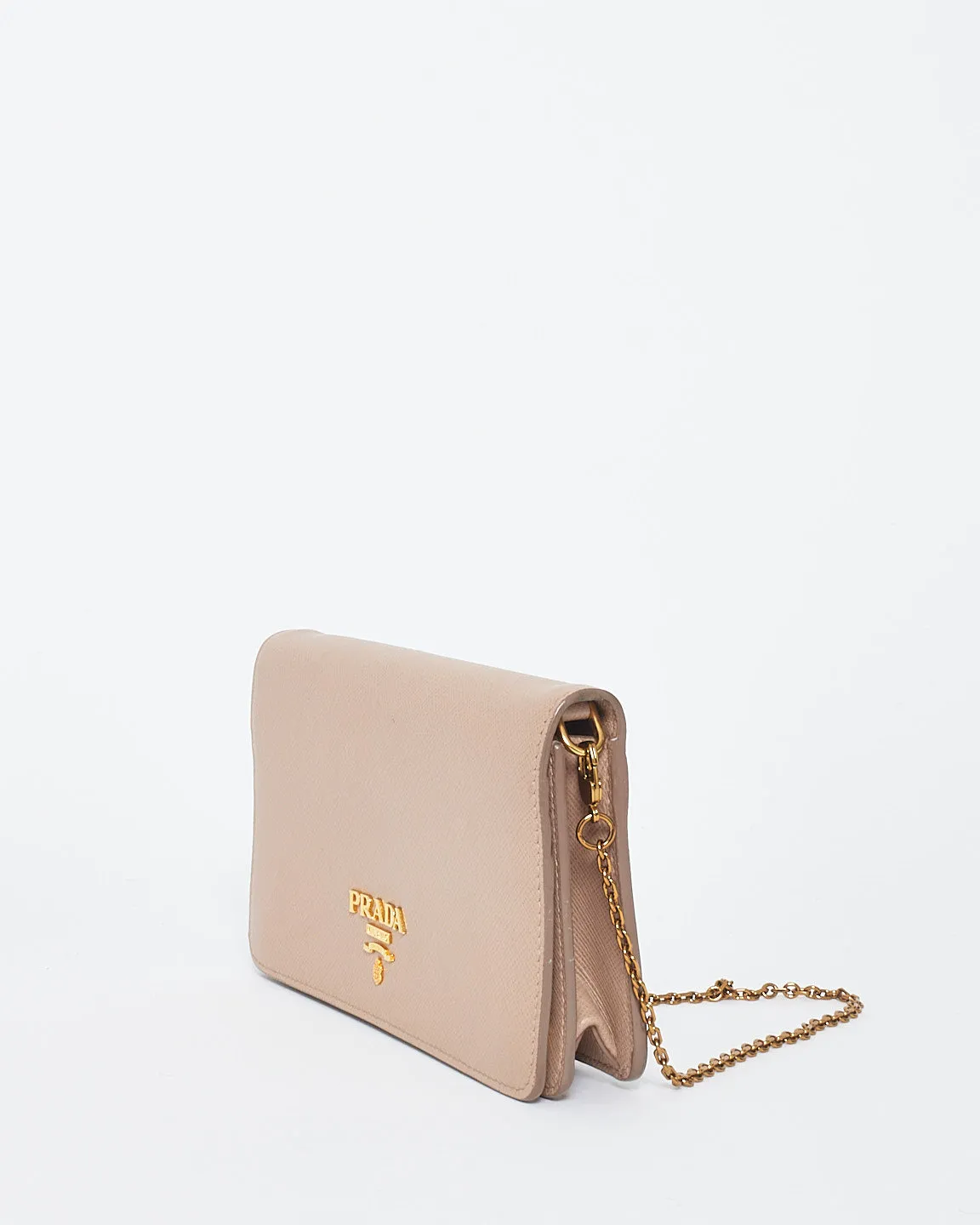 Prada Blush Pink Daino Leather Wallet on Chain Bag