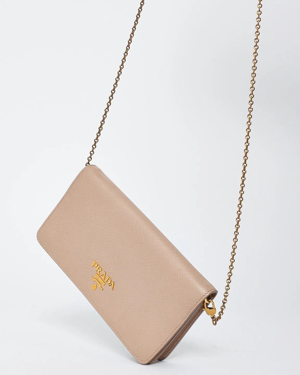 Prada Blush Pink Daino Leather Wallet on Chain Bag