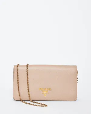 Prada Blush Pink Daino Leather Wallet on Chain Bag