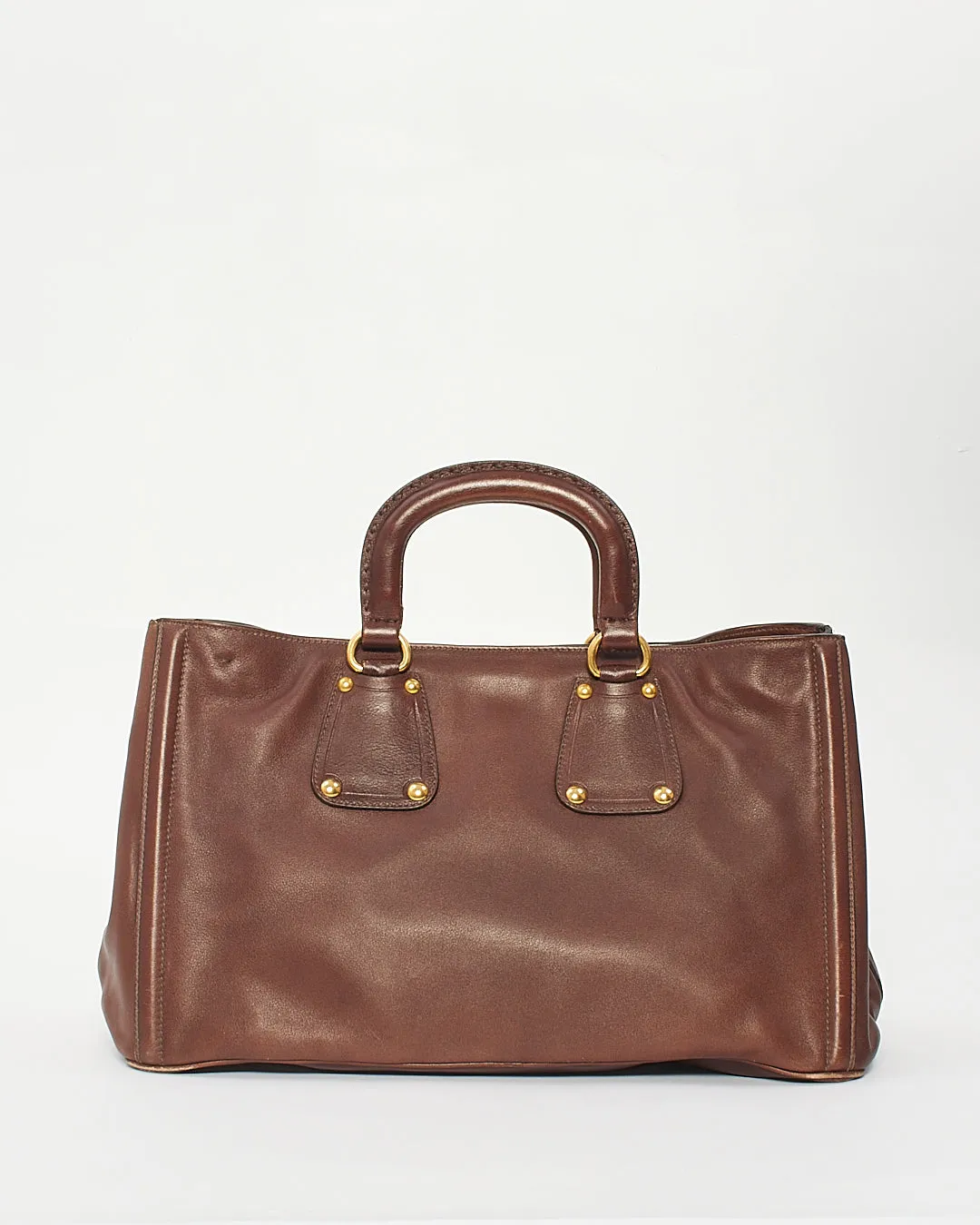 Prada Brown Leather Tote Convertible Tote