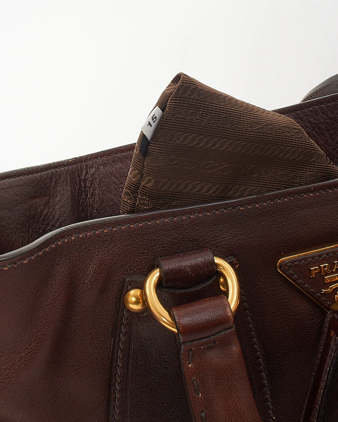 Prada Brown Leather Tote Convertible Tote