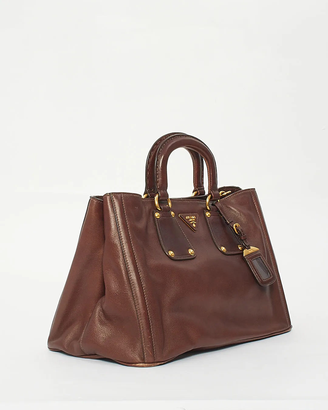 Prada Brown Leather Tote Convertible Tote