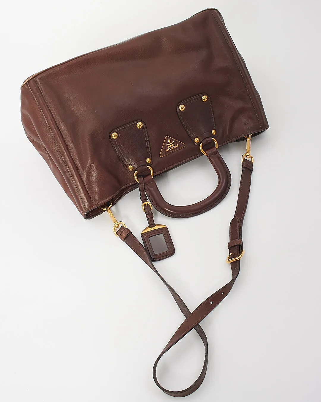 Prada Brown Leather Tote Convertible Tote