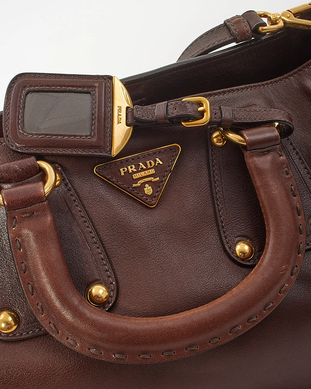 Prada Brown Leather Tote Convertible Tote