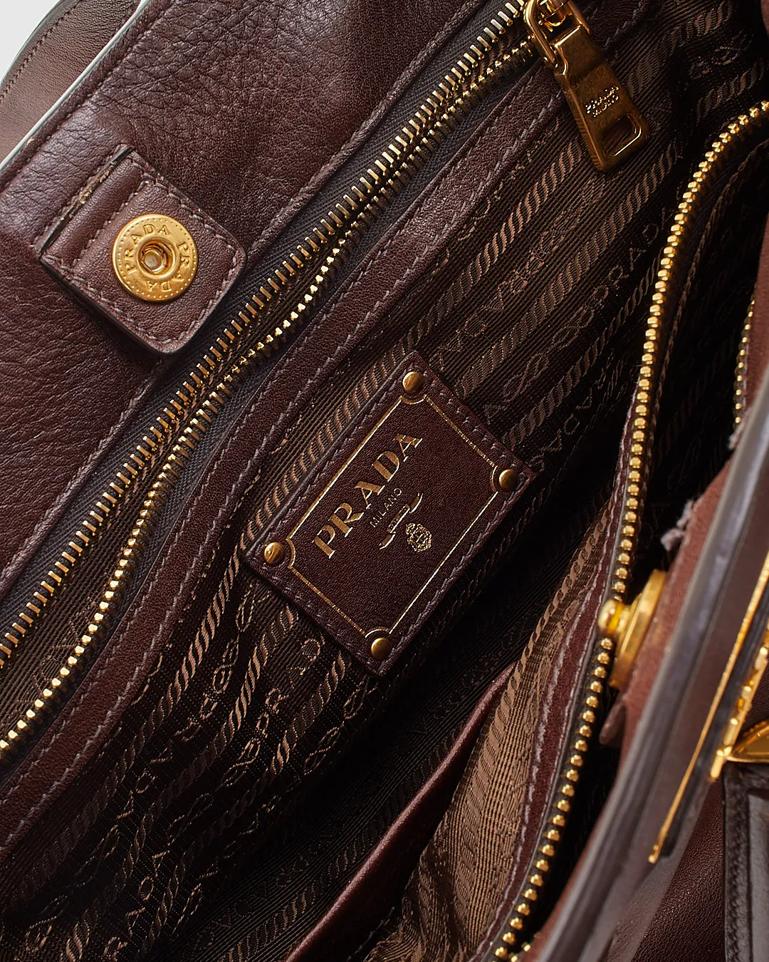 Prada Brown Leather Tote Convertible Tote