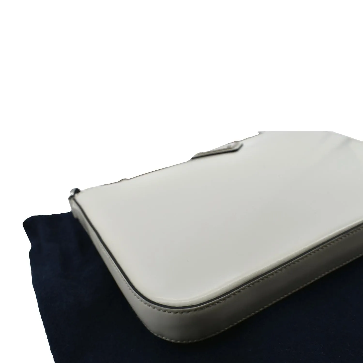 PRADA Brushed Leather Shoulder Bag White