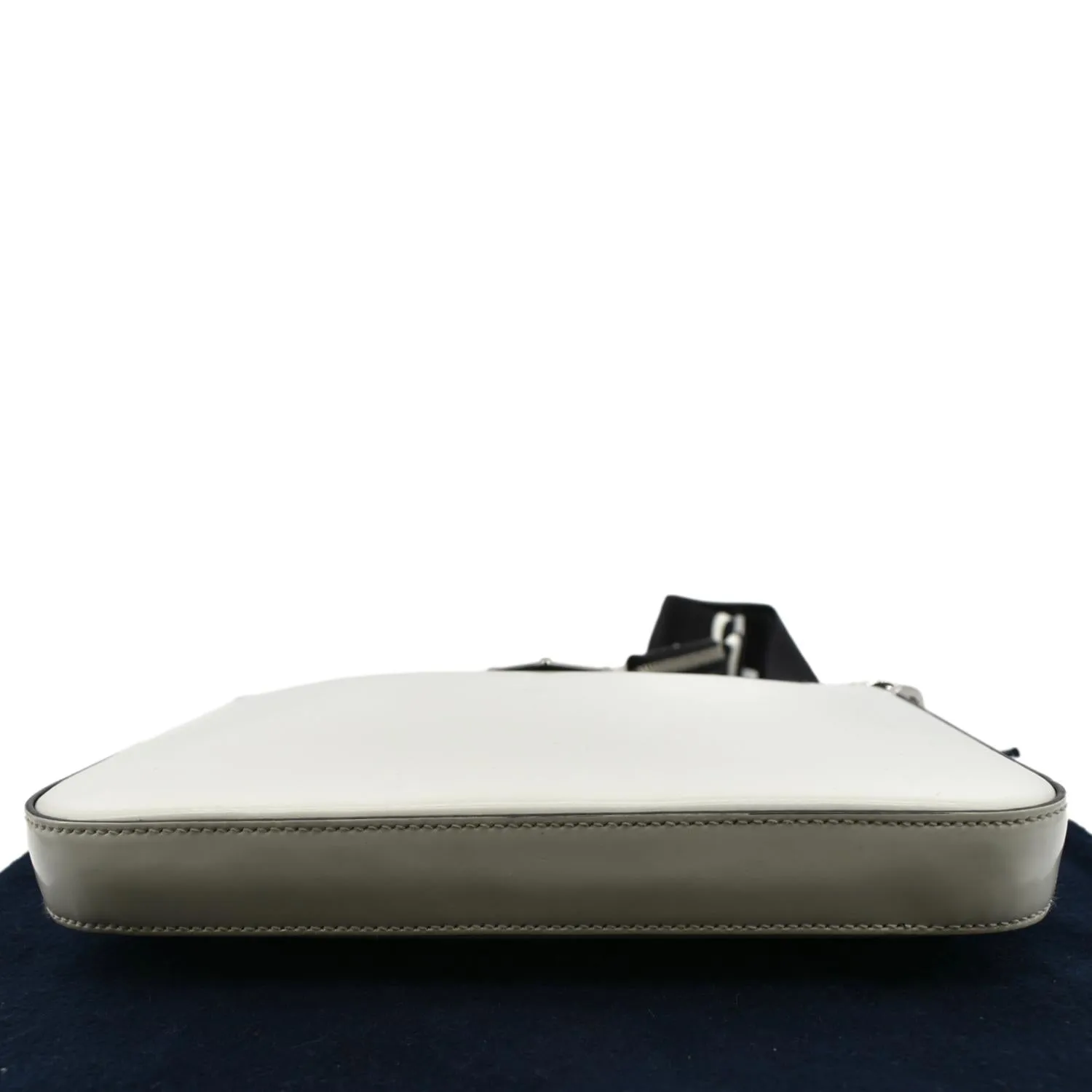 PRADA Brushed Leather Shoulder Bag White