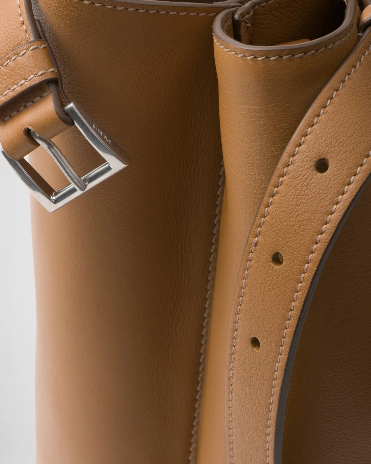 Prada Buckle leather handbag with double belt