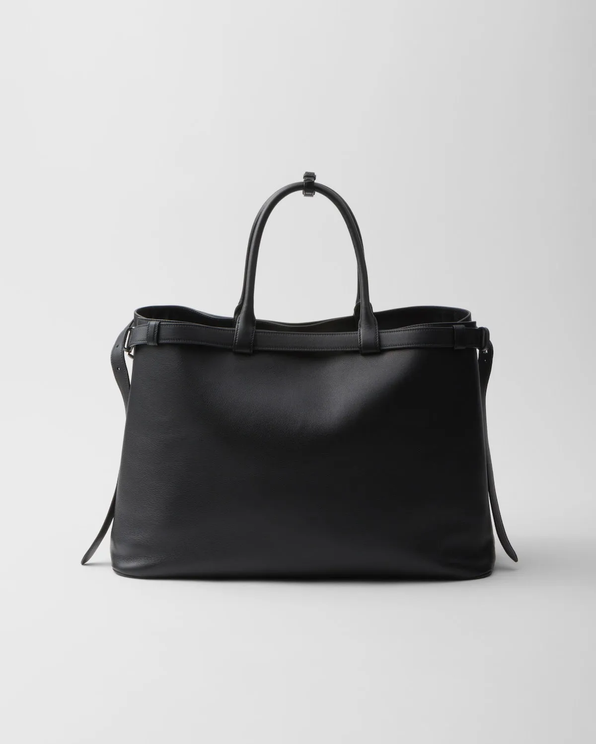 Prada Buckle leather handbag with double belt