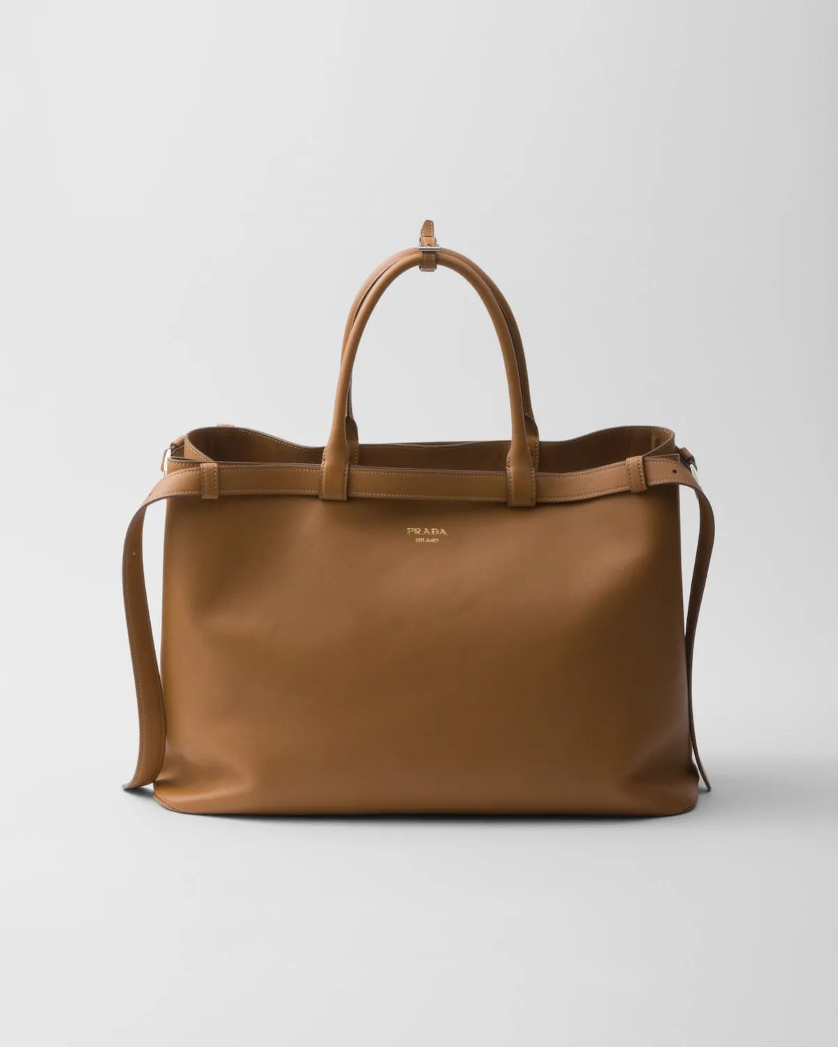 Prada Buckle leather handbag with double belt