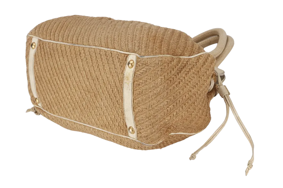 PRADA JUTE AND LEATHER BAG NO CARD & DUST COVER