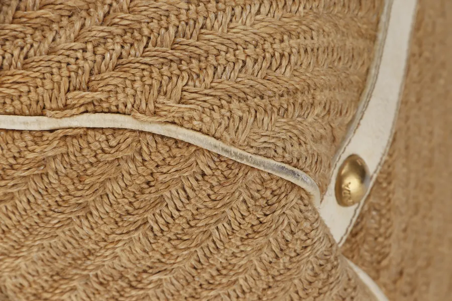 PRADA JUTE AND LEATHER BAG NO CARD & DUST COVER