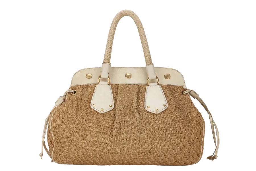 PRADA JUTE AND LEATHER BAG NO CARD & DUST COVER