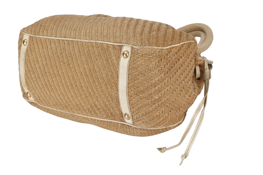 PRADA JUTE AND LEATHER BAG NO CARD & DUST COVER
