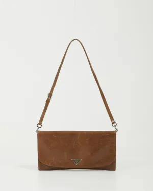 Prada Khaki Leather Shoulder Pochette Bag