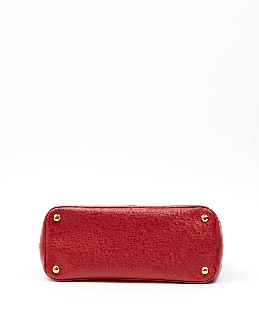 Prada Red Saffiano Lux Double Zip Galleria Small Tote Bag