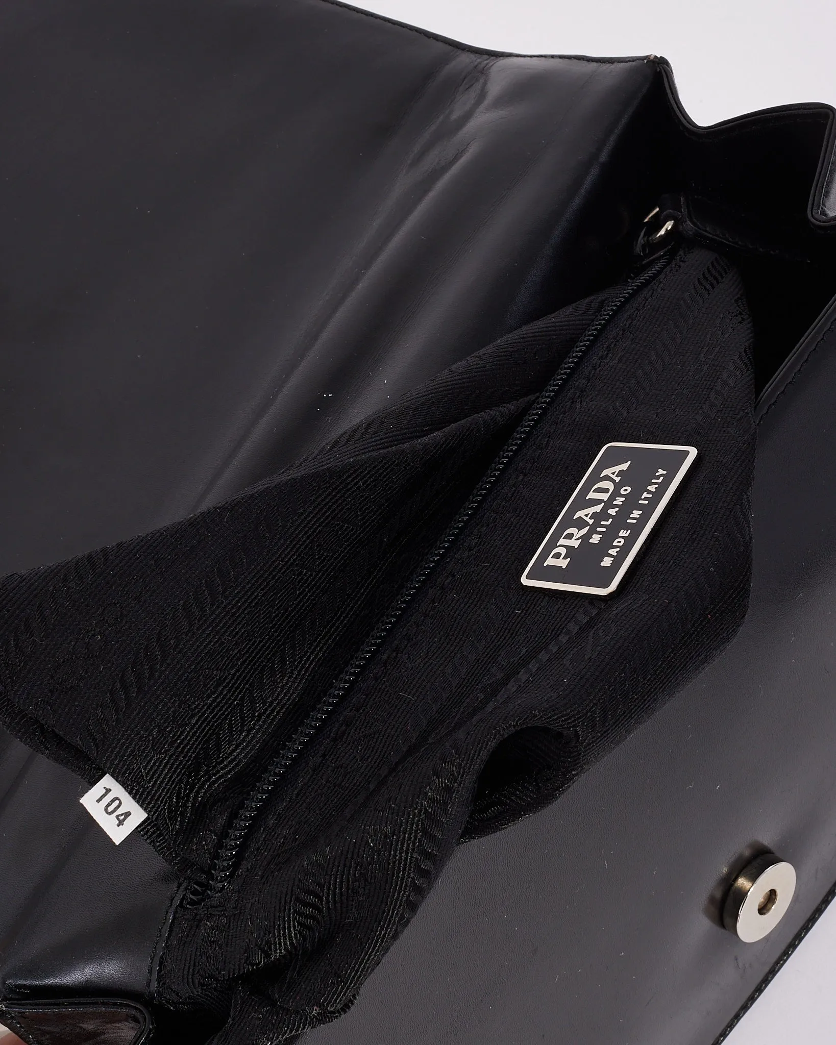 Prada Vintage Black Leather Logo Square Shoulder Bag