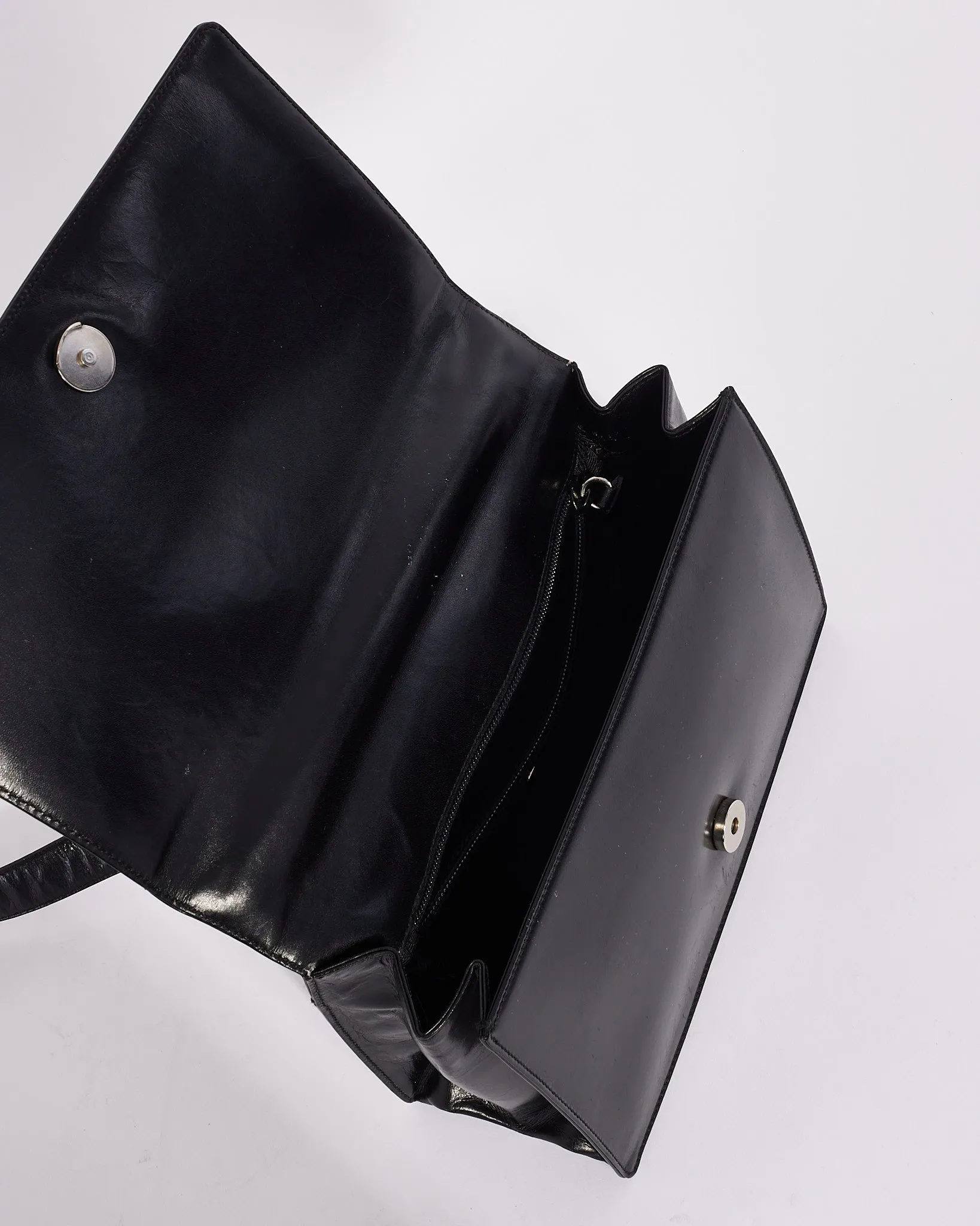 Prada Vintage Black Leather Logo Square Shoulder Bag