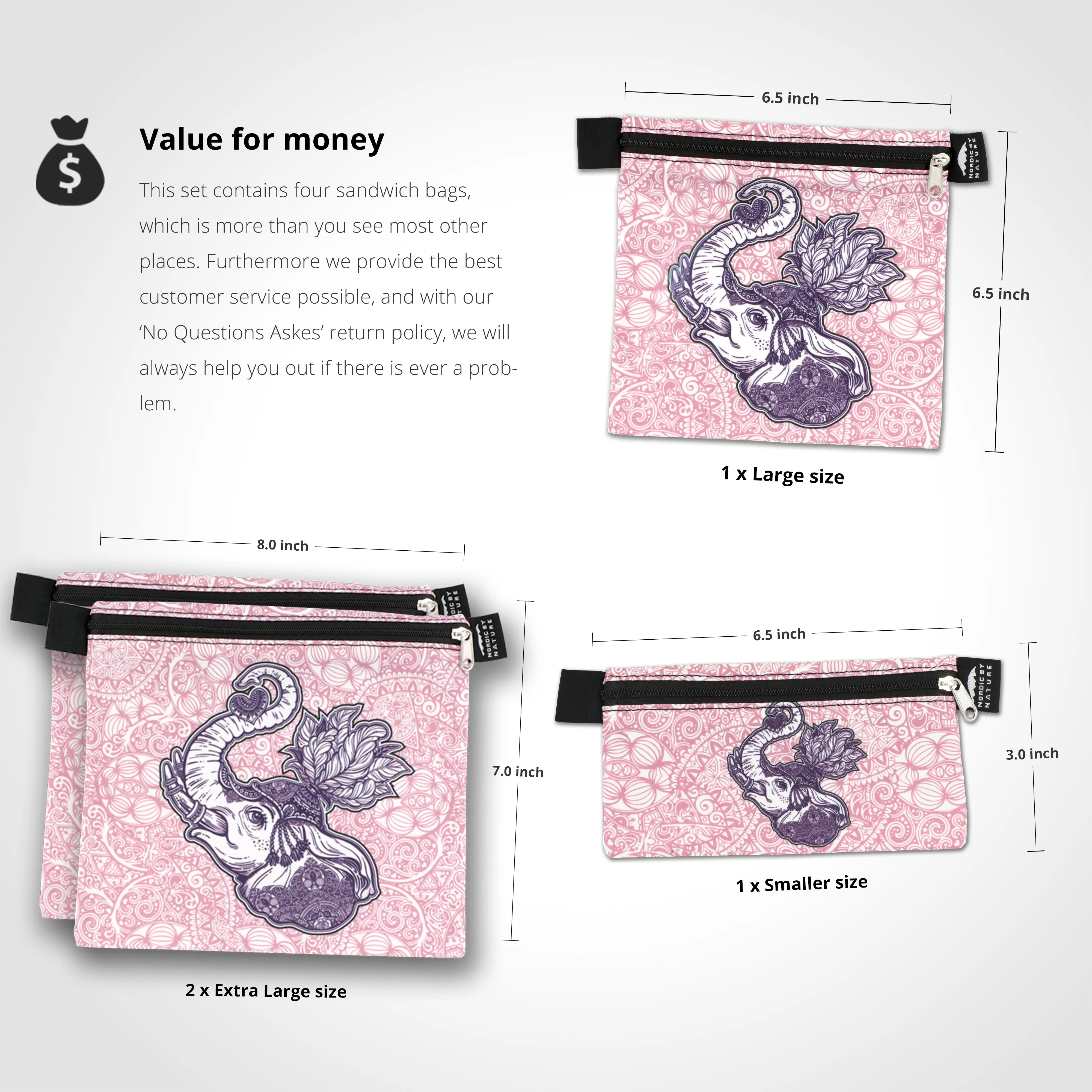 PREMIUM SANDWICH SET (4) - Pink Elephant