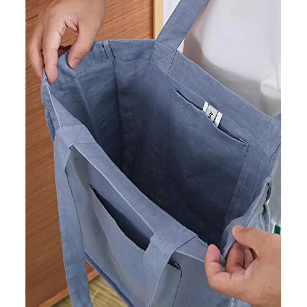 Pure Linen Reusable Grocery Tote Bags