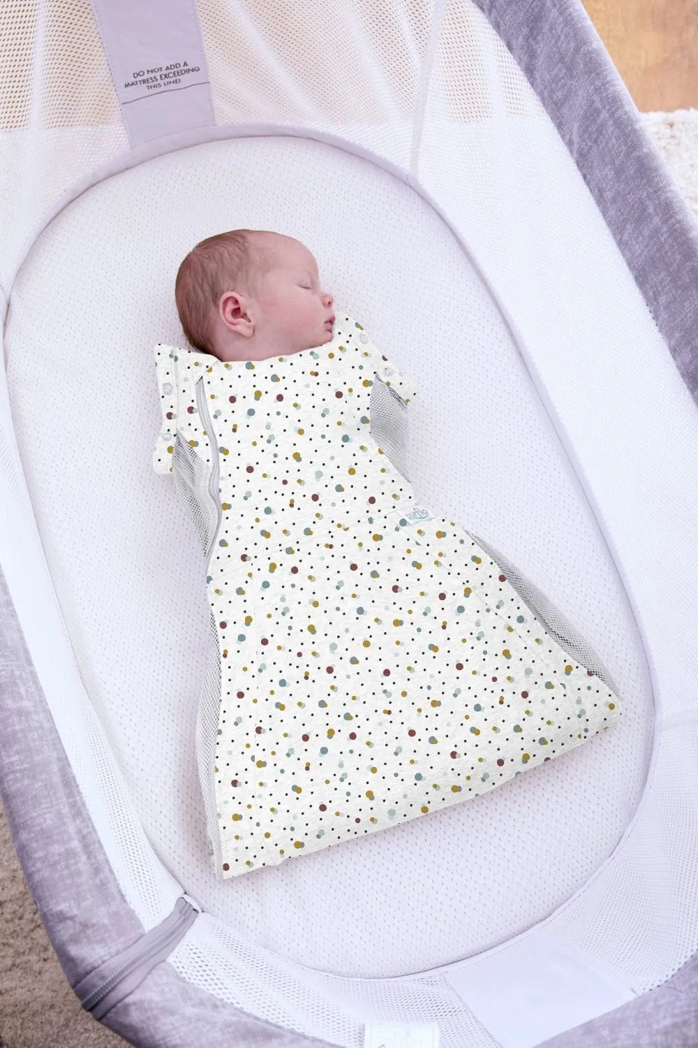 Purflo Swaddle To Sleep Bag 0.5 TOG 0-4 Month Lightweight - Scandi Spot (2 Pack)