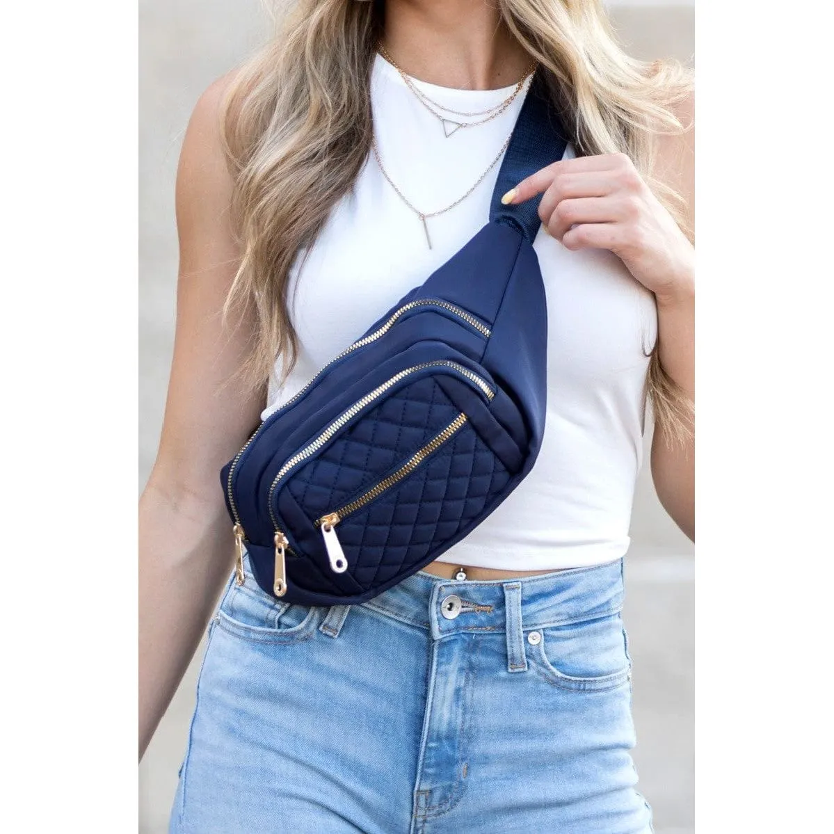 Quilted Sling Belt Bum Bag
