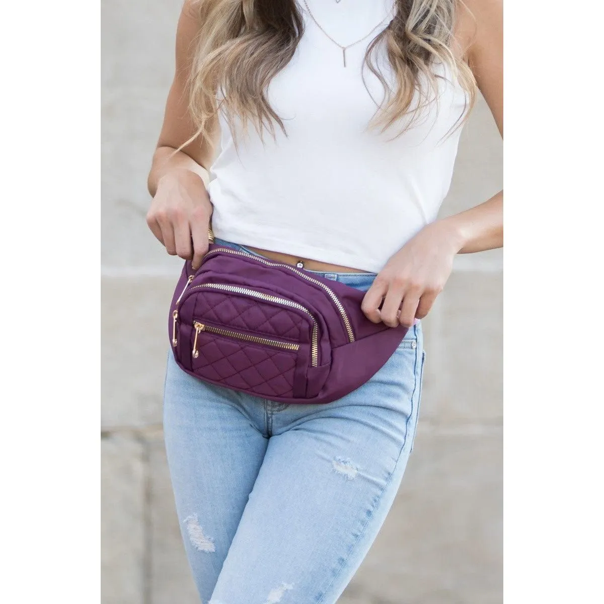 Quilted Sling Belt Bum Bag
