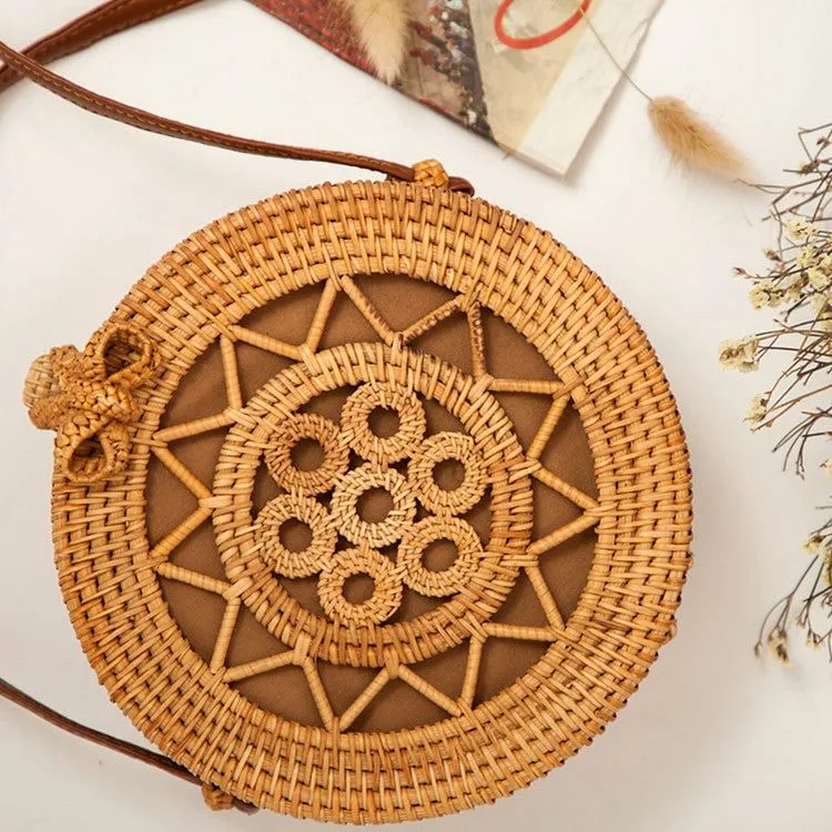 Rattan Round Straw Hollow Handmade