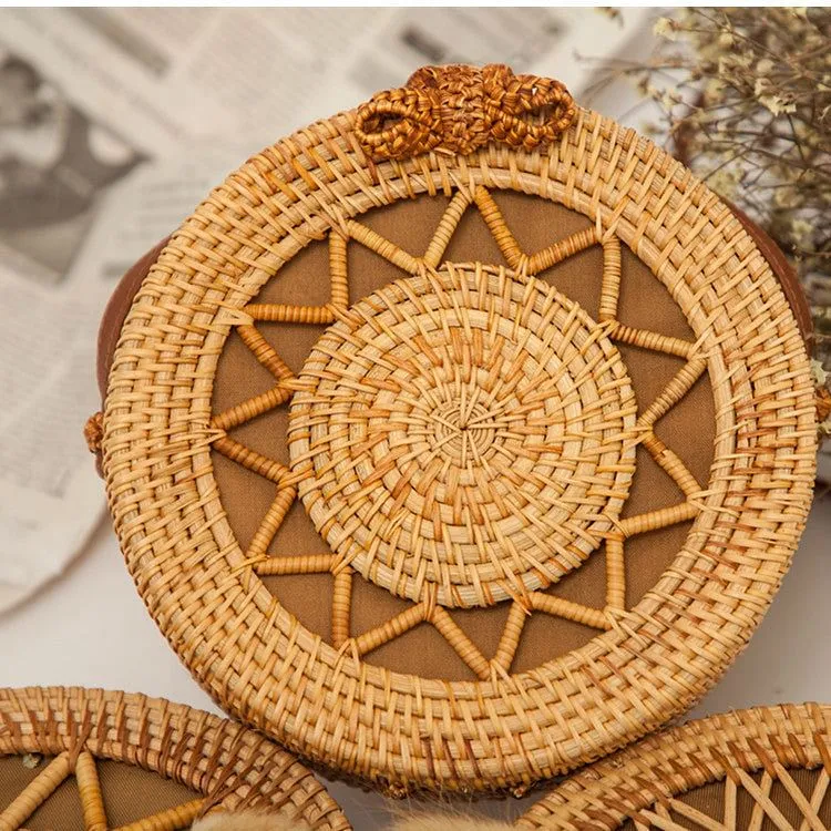 Rattan Round Straw Hollow Handmade