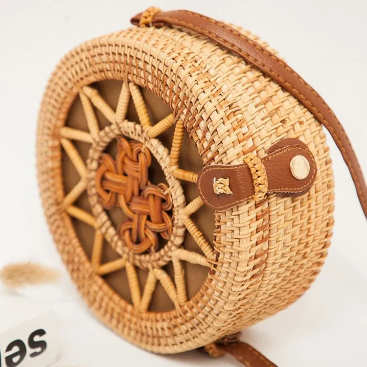 Rattan Round Straw Hollow Handmade
