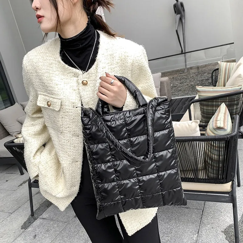 Realaiot High Quality Space Cotton Ladies Handbags Winter New Fashion Shoulder Crossbody Bags For Women Brand Designer Ms. Tote Bag