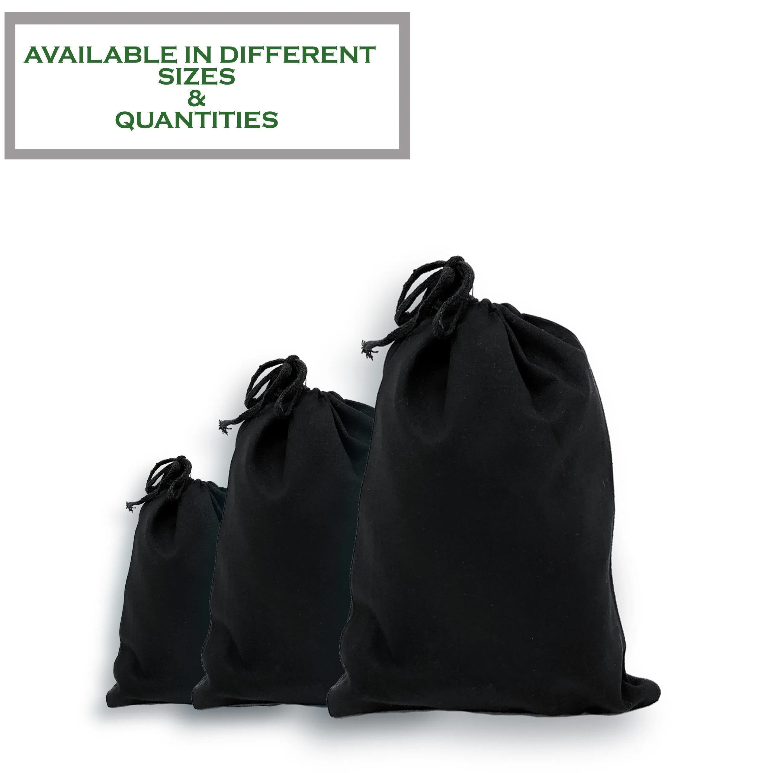 Recycled Cotton Single Drawstring Black Bags Small 4x6 inches