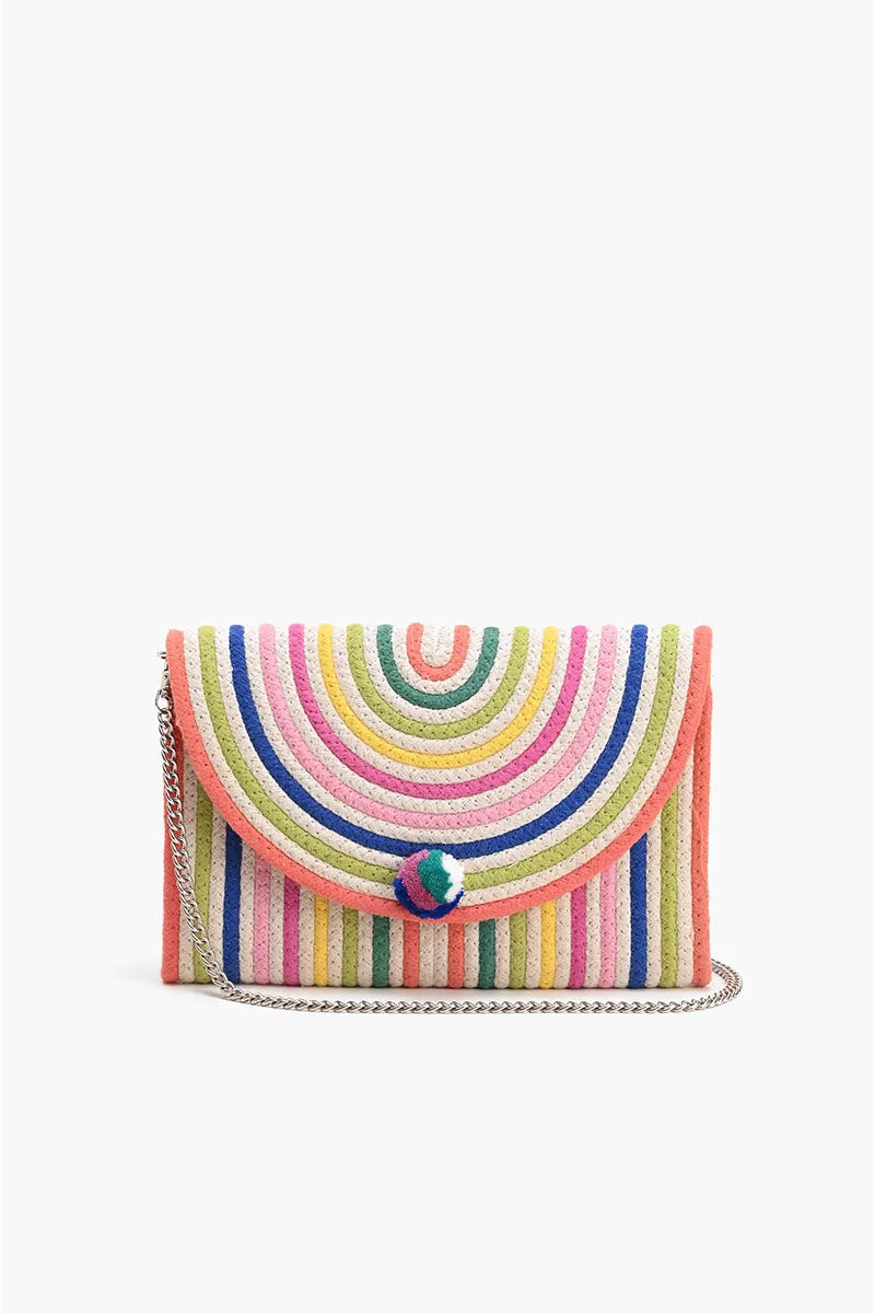 Recycled Cotton Stripe Clutch-Natural Multi