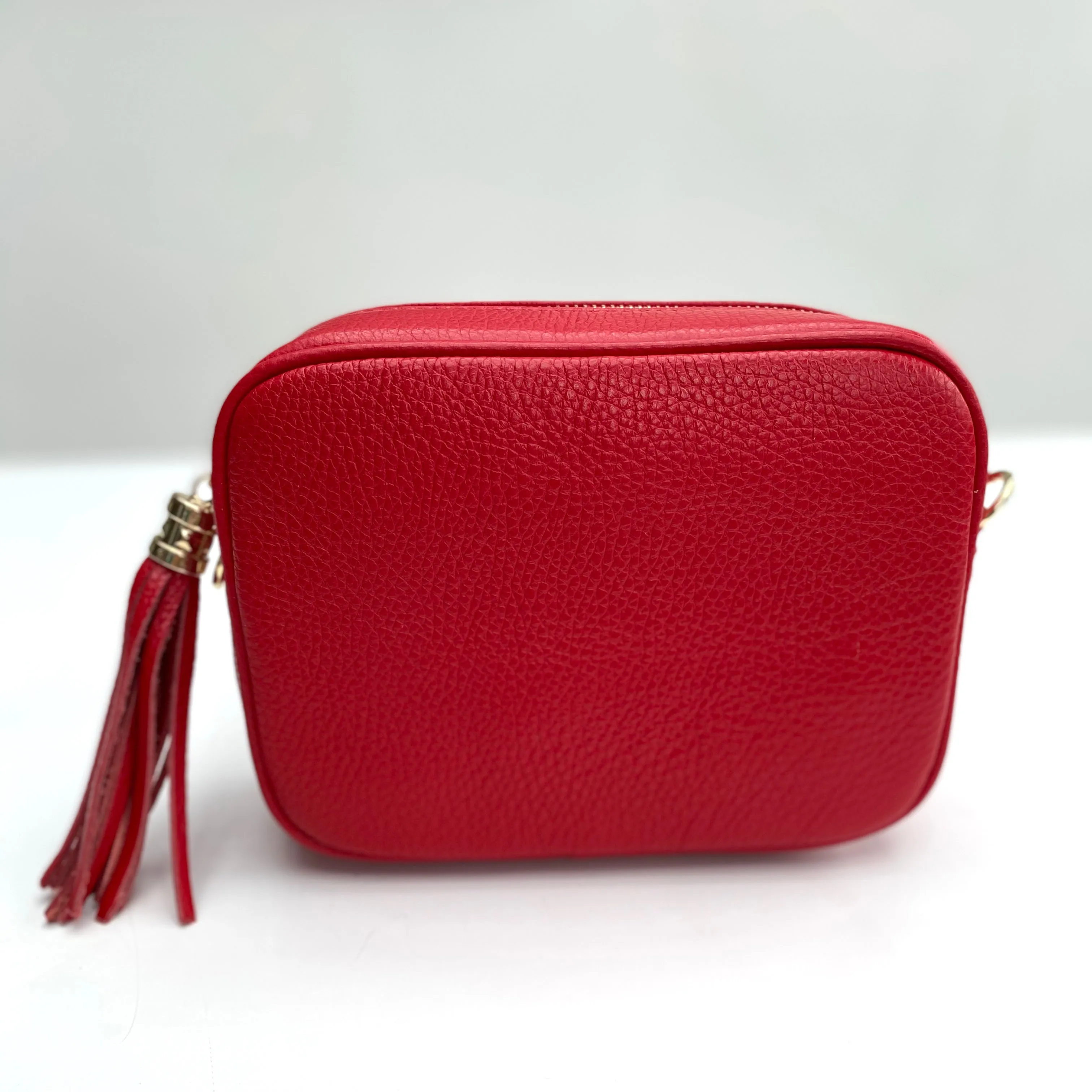 Red Leather Tassel Cross Body Bag