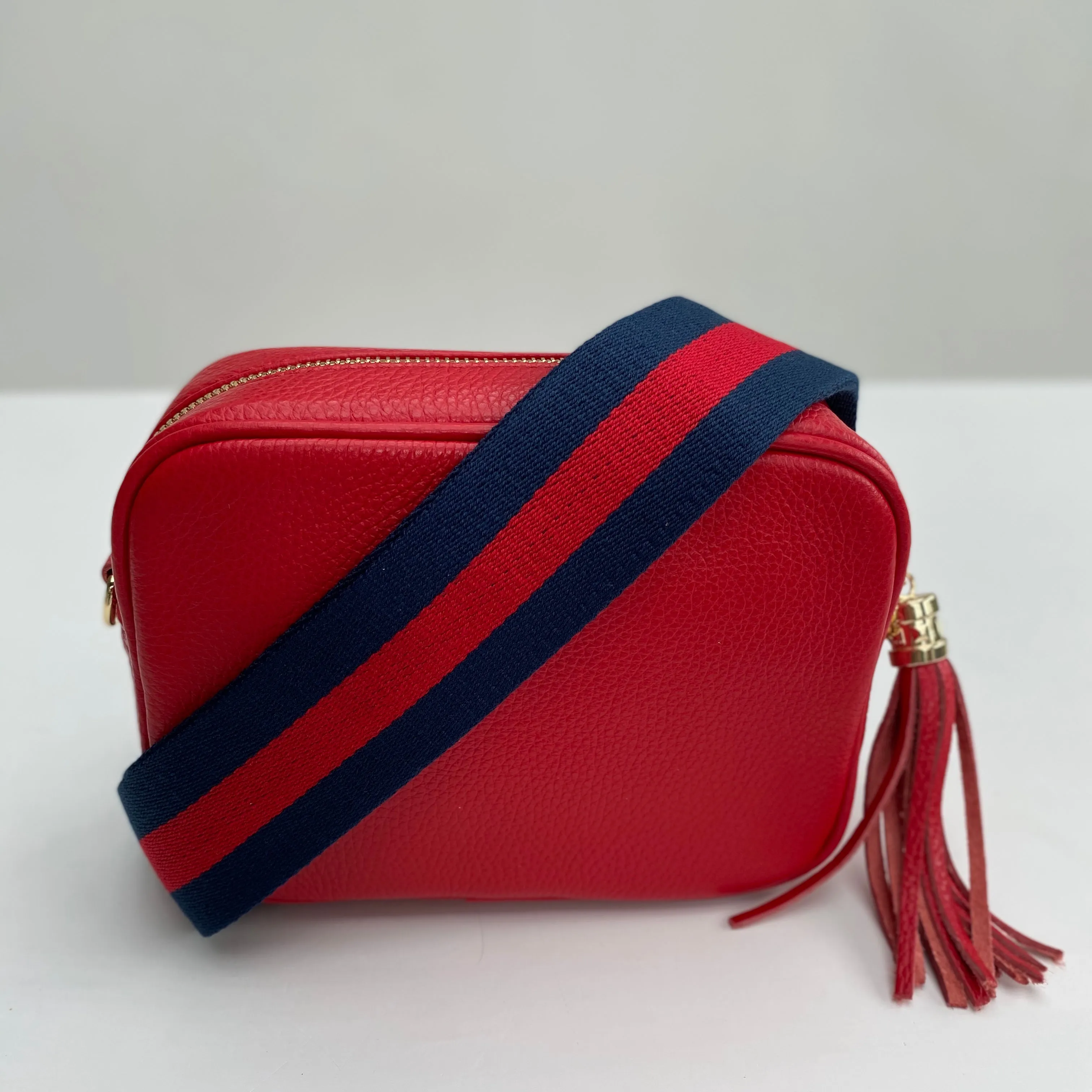 Red Leather Tassel Cross Body Bag