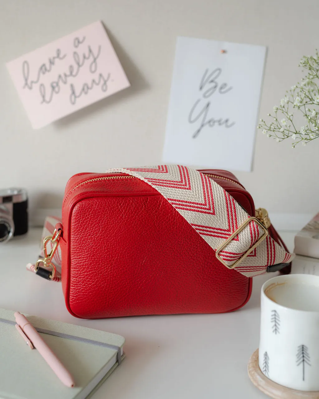 Red Leather Tassel Cross Body Bag