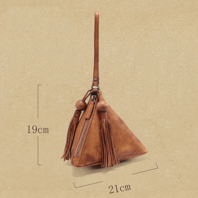 Red Womens Leather Clutch Wallet Zipper Wristlet Wallet Pyramid Shape Purse for Ladies