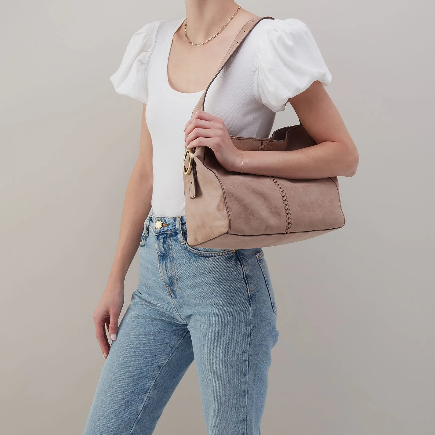 Render Shoulder Bag In Buffed Leather - Hazel