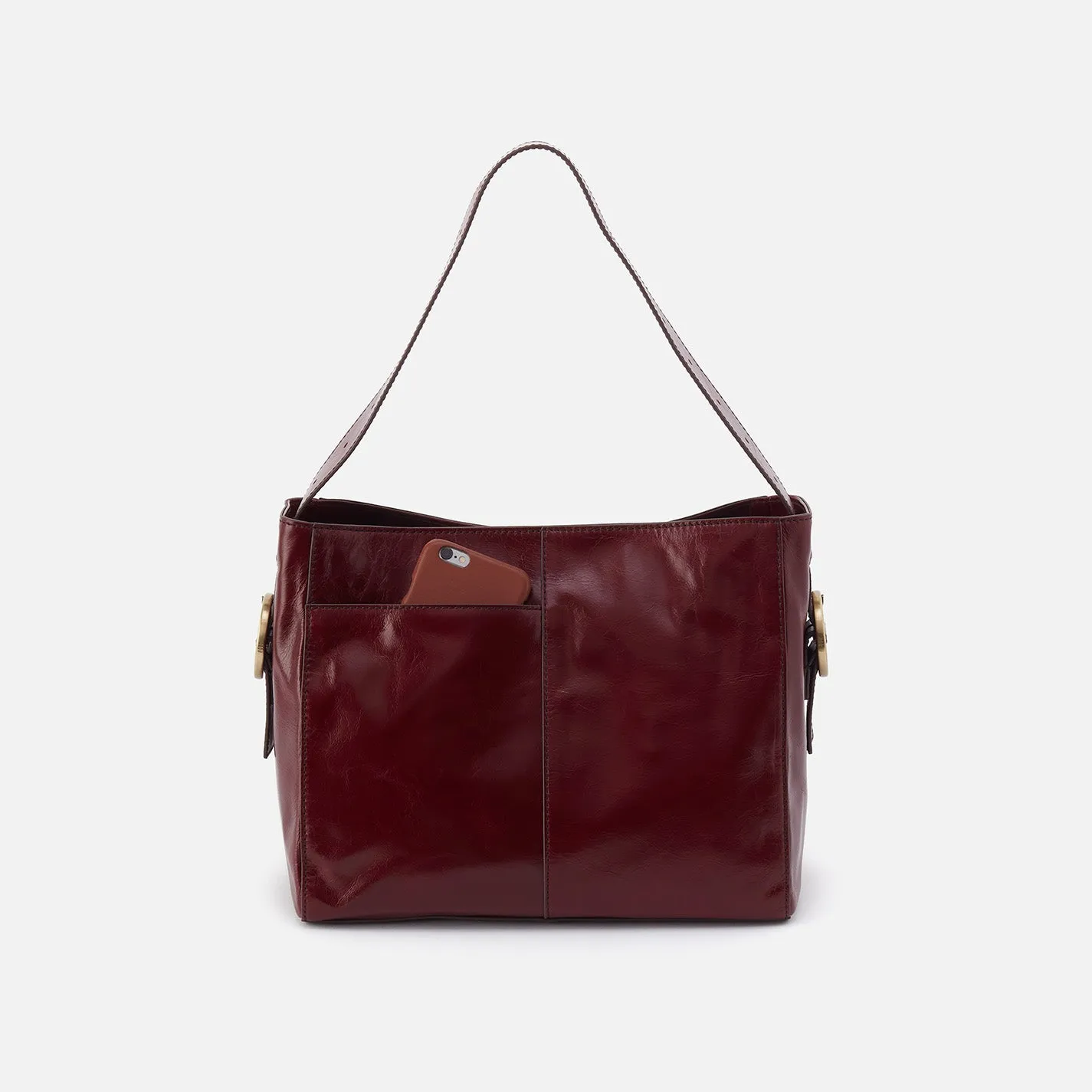 Render Shoulder Bag In Polished Leather - Winterberry