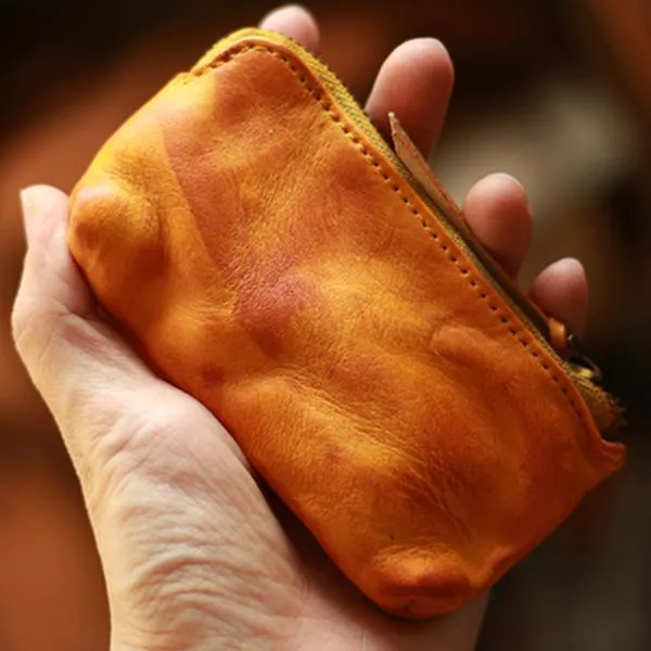 Retro Coin Purse Leather Zipper Wallets