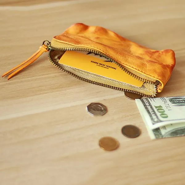 Retro Coin Purse Leather Zipper Wallets