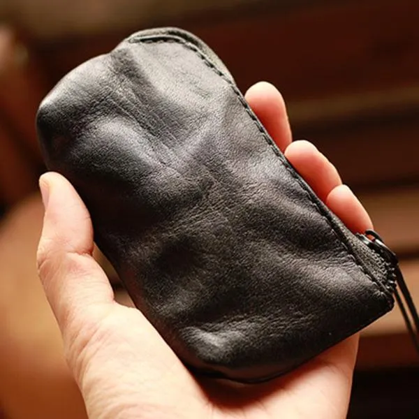 Retro Coin Purse Leather Zipper Wallets