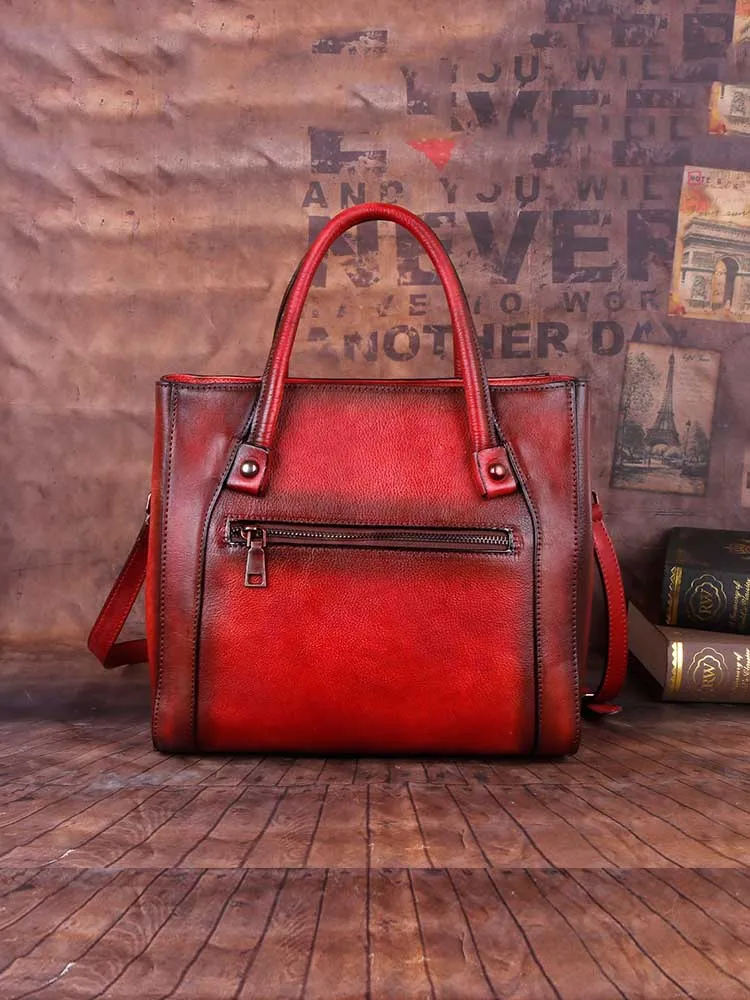 Retro Handmade Embossed Leather Handbag Messenger Bag
