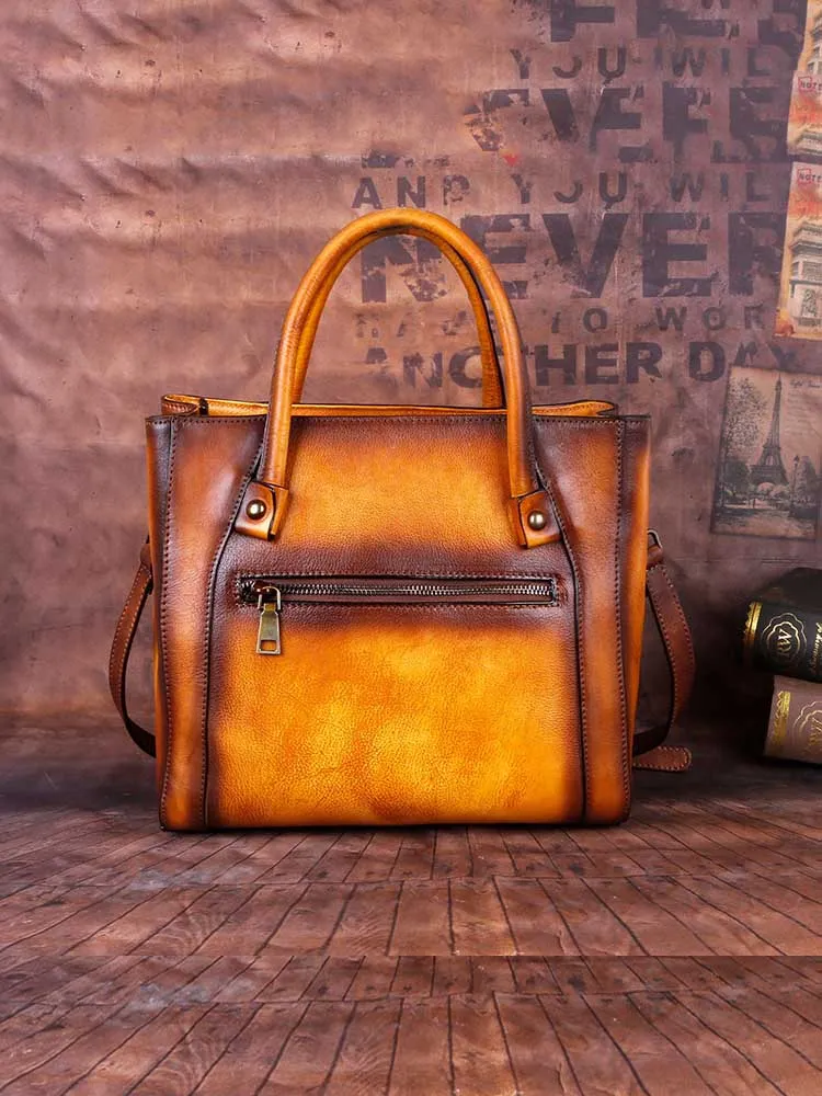 Retro Handmade Embossed Leather Handbag Messenger Bag