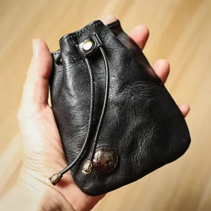 Retro Handmade Leather Card Holder Storage Bag Coin Wallet