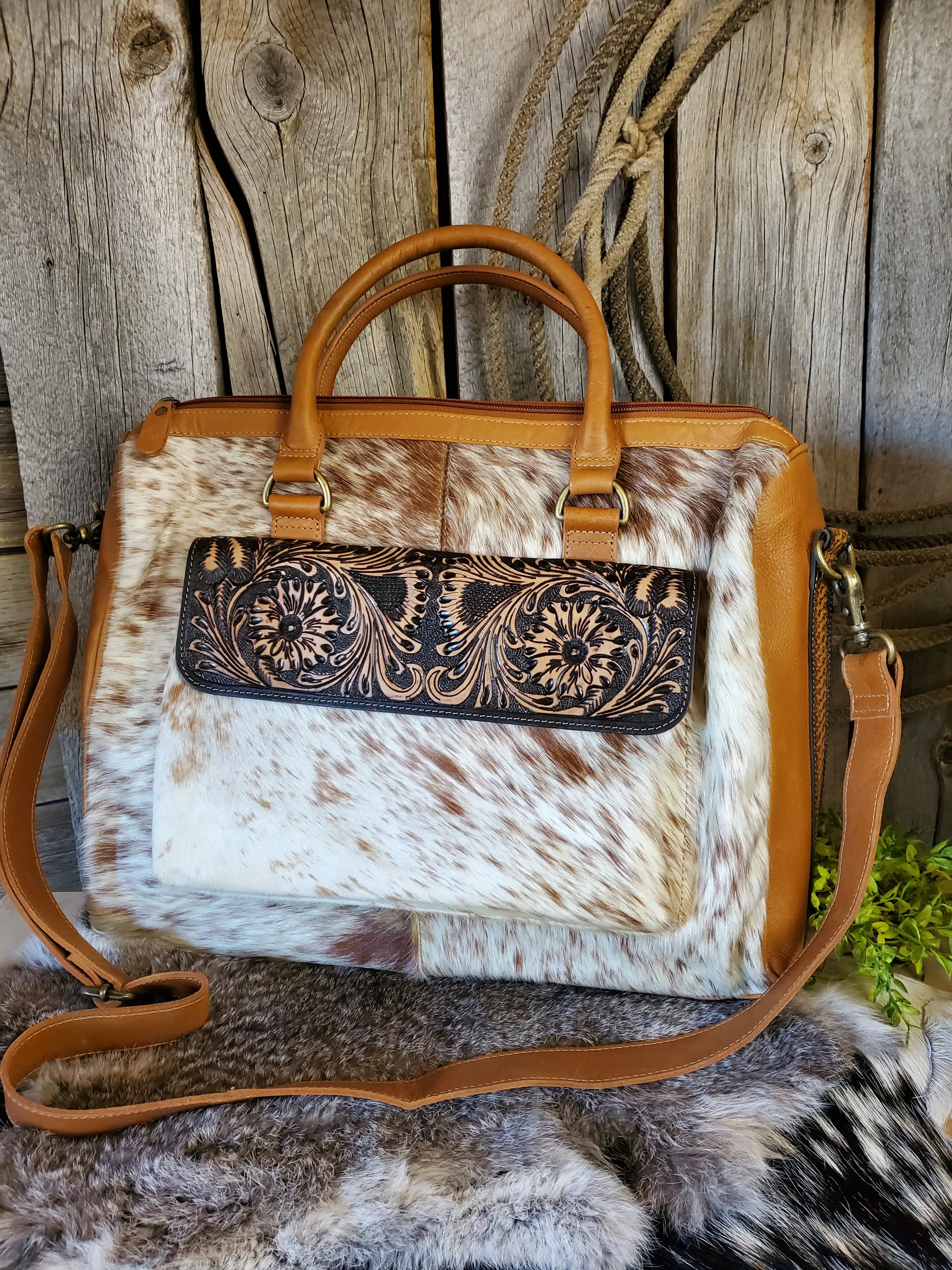 Rio Hand-tooled Satchel Laptop Bag