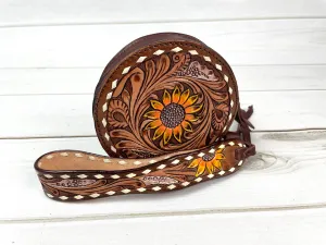 Round Leather Small Wristlet Bag
