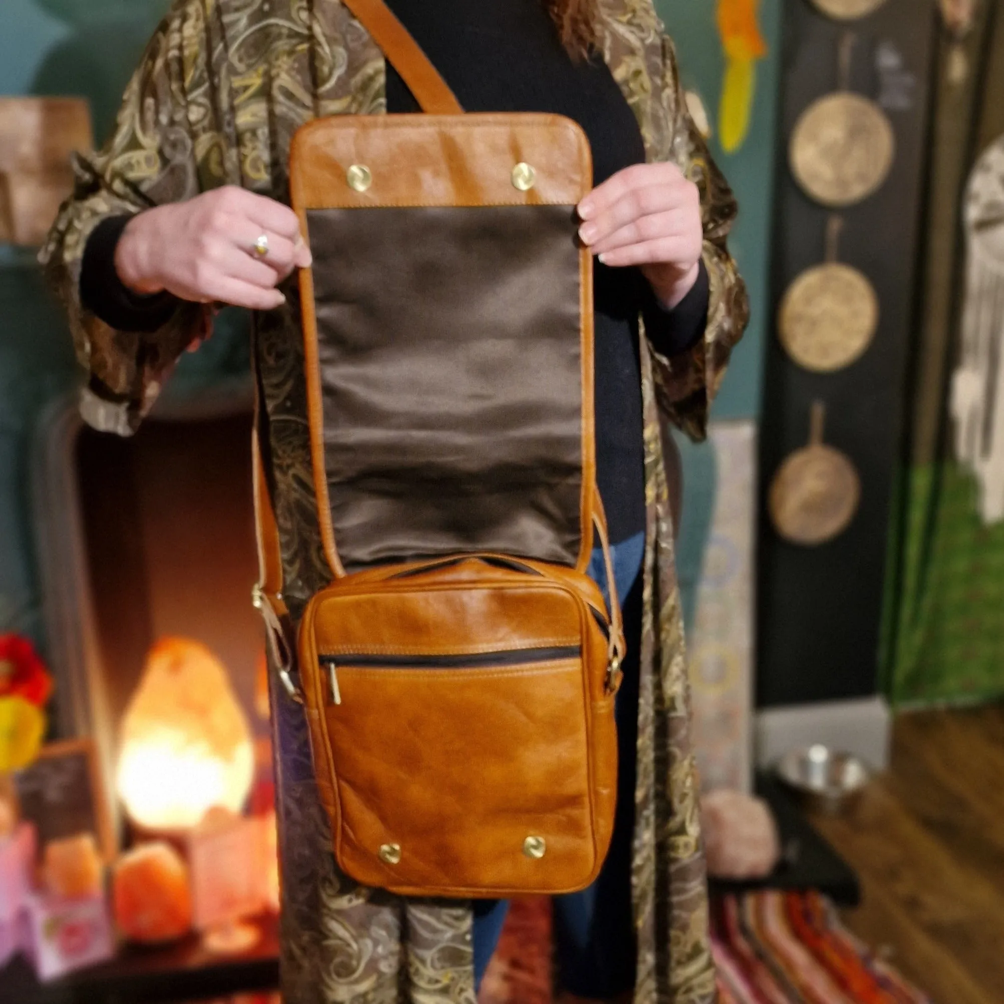 Rustic Tan Leather Small Messenger Bag