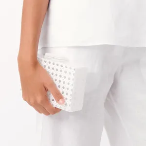 Sadie Picnic Weave Structured Clutch (White)